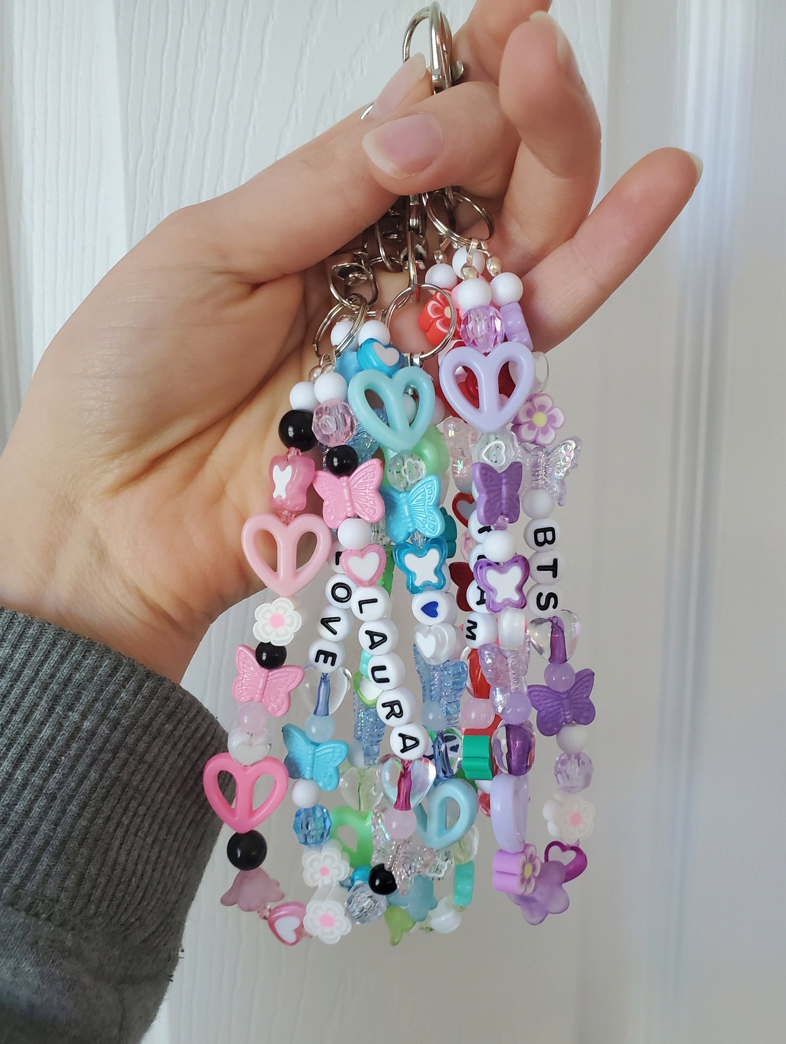 Loop Key Charm Rhinestone Customizable Beaded Keychain Charm Loops - Etsy