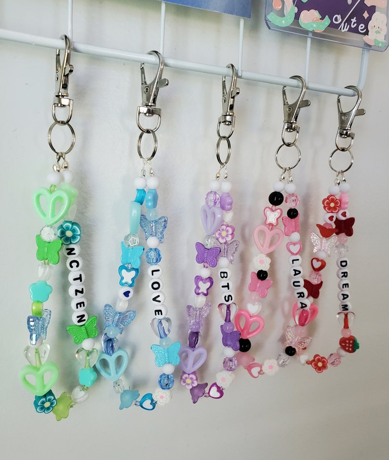 Customizable Beaded Keychain Charm Loops Etsy