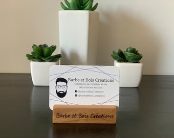 Support de carte de visite en bois - Fabriqué à la main - gravure personnalisées - Porte carte de visite -Cadeau d'entreprise