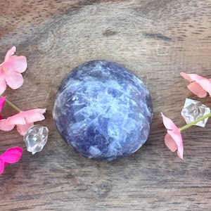 Lepidolite Palm Stone/Polished Lepidolite Palm Stone/Lepidolite with Quartz and Pink Tourmaline Palm Stone