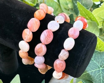 Botswana Agate Bracelet/Polished Botswana Agate/Natural Botswana Agate/Botswana Agate/Stone Bracelet