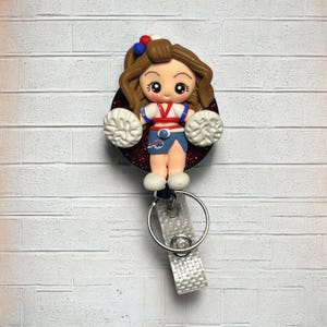Buffalo Bills Cheerleader Inspired Retractable ID Badge Reel, Nurse Badge Reel, Teacher Badge Reel, Football Team Badge Reel