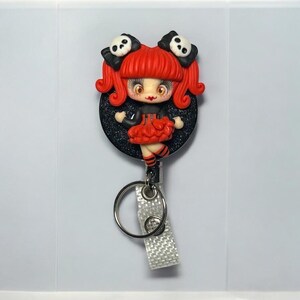 Vampire Girl Retractable ID Badge Reel, Nurse Badge Reel, Teacher Badge Reel, Halloween Badge Reel, Horror Junkie
