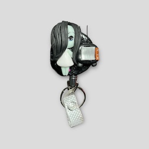 Samara &quot;The Ring&quot; Inspired Retractable ID Badge Reel, Nurse Badge Reel, Teacher Badge Reel, Halloween Badge Reel, Horror Badge Reel