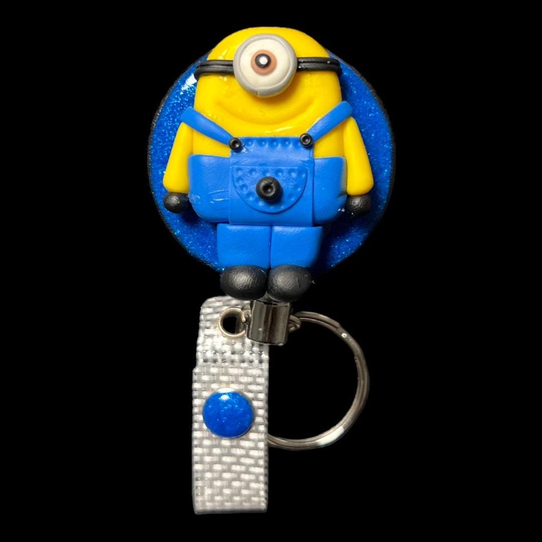 Minions Selfie Badge Reel Retractable Nurse Work Badge Reel, Despicable Me / Bob, Stuart, Kevin. 3D Name ID Holder