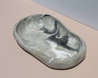 Handmade Concrete Bowl: Marble Effect Key Catchall, Candle Holder