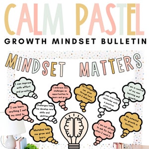 Calm Pastel Classroom Decor | Growth Mindset Bulletin Board | Editable | *NEW