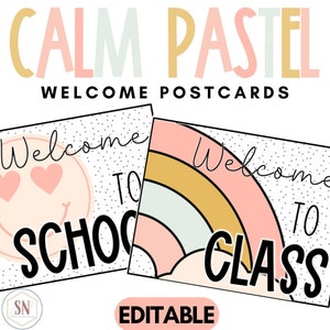 Calm Pastel Classroom Decor | Welcome Back to School Postcards | Editable | *NEW