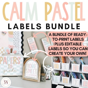 Calm Pastel Classroom Decor | Labels Templates | Editable | *NEW