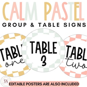 Calm Pastel Classroom Decor | Table Numbers | Editable | *NEW