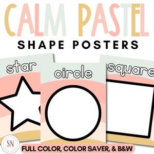 Calm Pastel Classroom Decor | 2D & 3D Shapes Posters | Editable | *NEW
