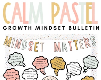 Calm Pastel Classroom Decor | Growth Mindset Bulletin Board | Editable | *NEW