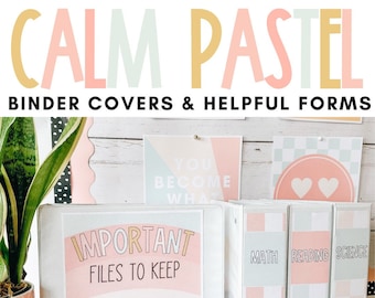 Calm Pastel Classroom Decor | Binder Covers & Helpful Forms | Editable | *NEW