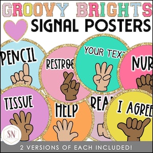 Groovy Classroom Decor | Hand Signal Posters