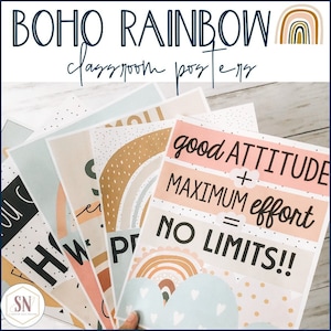Boho Rainbow Classroom Posters