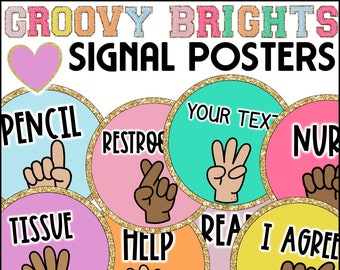 Groovy Classroom Decor | Hand Signal Posters