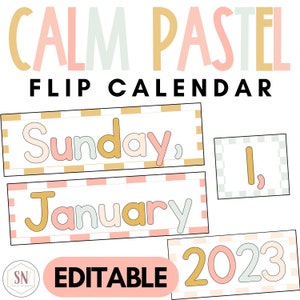 Ruhige Pastell Klassenzimmer Dekoration | Blätterkalender | Bearbeitbar | *NEU