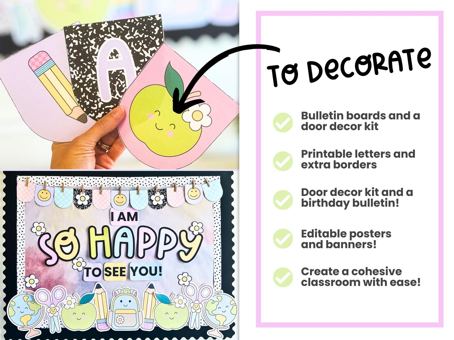 Pastel Classroom Decor Bundle Composition Book Theme | Classroom Decor ...