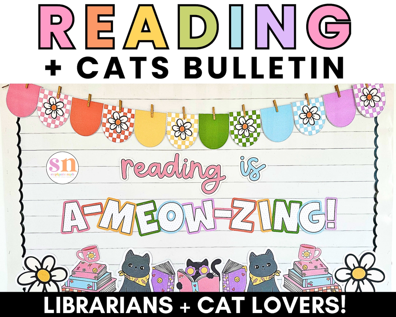 Reading Cats Bulletin Board | Library Bulletin Board Ideas | Reading ...
