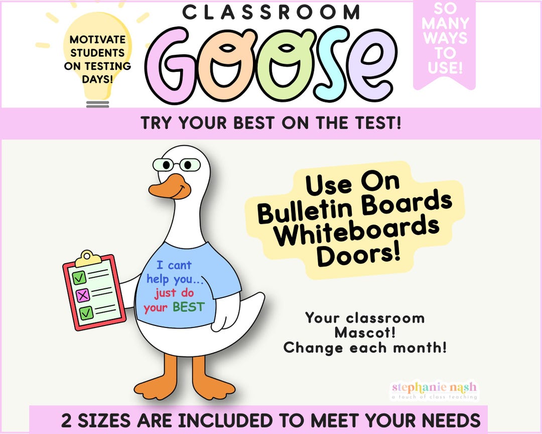 Classroom Goose Mascot, Testing Decor - Etsy