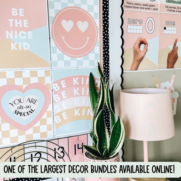 Calm Pastel Classroom Decor Bundle Editable | Ultimate Mega Classroom Decor Bundle | 5,000+ Pages! Groovy Classroom Decor | Retro | Calming