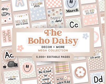Boho Classroom Decor Bundle | Daisy Classroom Theme | Pastel Classroom Decor | Classroom Theme of Neutral Decor