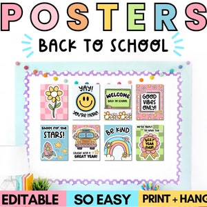 Back to School Growth Mindset Posters | Positive Bulletin Board Ideas | Editable | Back to School Classroom Posters | Motivational Posters