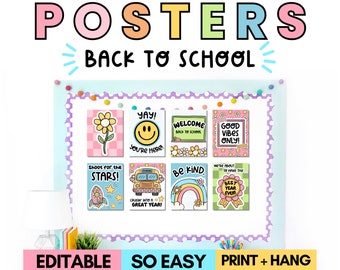 Back to School Growth Mindset Posters | Positive Bulletin Board Ideas | Editable | Back to School Classroom Posters | Motivational Posters