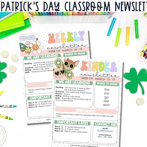 St. Patrick's Day Newsletters | March Classroom Newsletter Templates