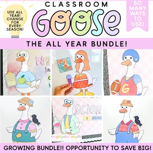 ¡Paquete de cultivo de gansos para el aula! Paquete de gansos divertidos para el aula, tablón de anuncios de gansos, decoración para tablones de anuncios, tablones de anuncios para el aula.