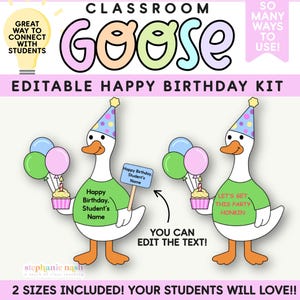 Classroom Goose | Birthday Goose for the Classroom | Editable Silly Goose, Bulletin Board Decor, Classroom Bulletin Boards, Class Mascot