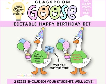 Classroom Goose | Birthday Goose for the Classroom | Editable Silly Goose, Bulletin Board Decor, Classroom Bulletin Boards, Class Mascot