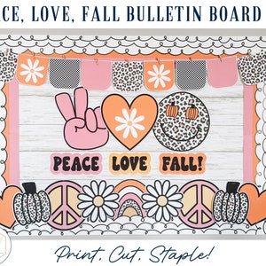 Fall Bulletin Board Kit | Transform Your Space w/ This Groovy Bulletin Board | Peace, Love, Fall | October Bulletin Board