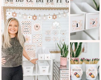 Boho Classroom Decor Bundle | Daisy Classroom Theme | Pastel Classroom Decor | Classroom Theme of Neutral Decor