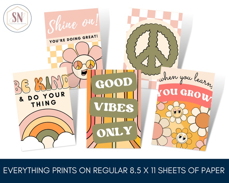 Groovy Spring Classroom Posters | April Retro Flowers Printable ...