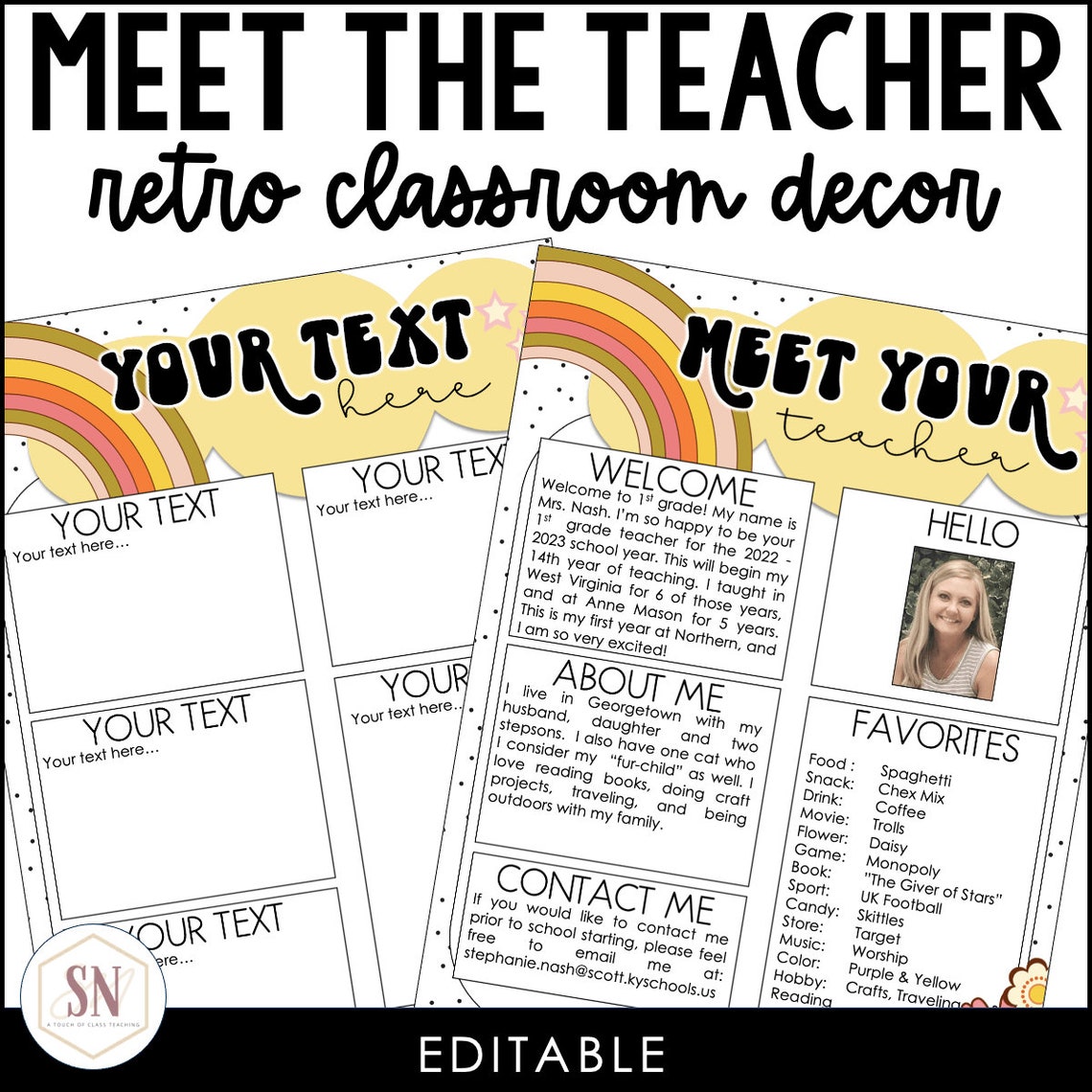 Retro Classroom Decor Meet the Teacher Templates - Etsy