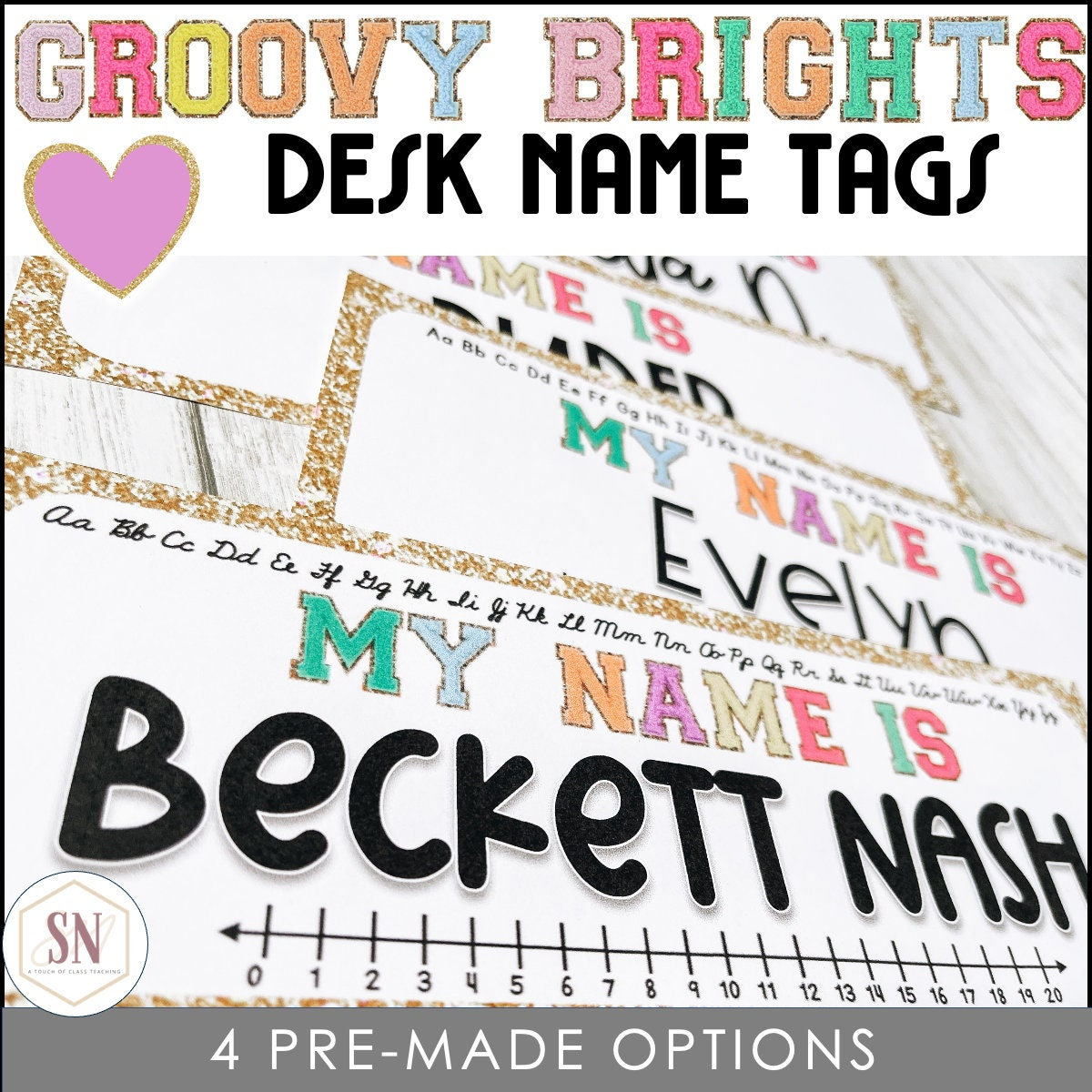 Groovy Classroom Decor | Desk Name Plates