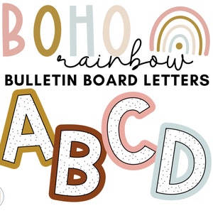 ¡Letras arcoíris bohemias para tablón de anuncios! / Letras arcoíris bohemias para el aula / Arcoíris neutro