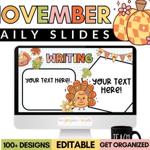 編集可能な感謝祭の朝のスライド | 編集可能な秋の朝のスライド | 教室向けの 11 月の毎日のスライド