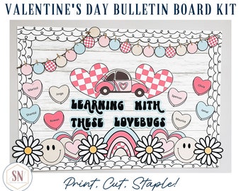 Groovy Valentine's Day Bulletin Board | Retro February Bulletin Board