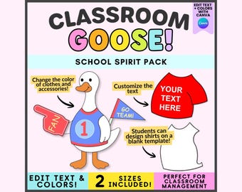 Klassenzimmergans, Schulgeist-Gans, bearbeitbare Klassengans in Canva
