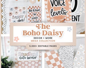 Boho Classroom Decor Bundle | Daisy Classroom Theme | Pastel Classroom Decor | Classroom Theme of Neutral Decor