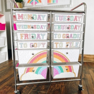 Groovy Classroom Decor | 12 Drawer Cart Labels