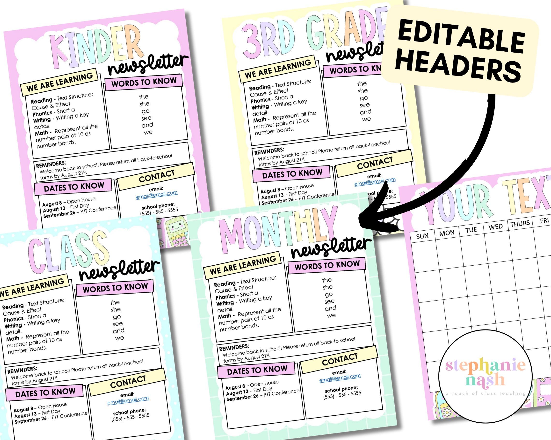 Back to School Newsletters | Editable Newsletter Templates | Classroom ...