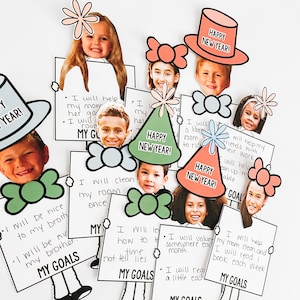 New Years Bulletin Board | Bulletin Board with Students' Photos | New Year Bulletin Board | Goal Setting for Students