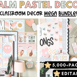 Calm Pastel Classroom Decor Bundle Editable | Ultimate Mega Classroom Decor Bundle | 5,000+ Pages! Groovy Classroom Decor | Retro | Calming