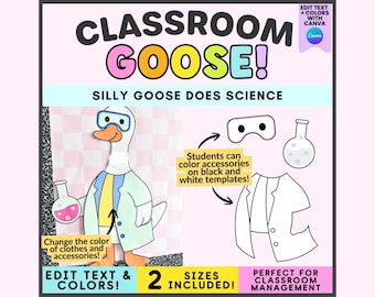 Oie de la classe, Tableau d'affichage Oie rigolote, L'oie de la classe fait de la science, Canva