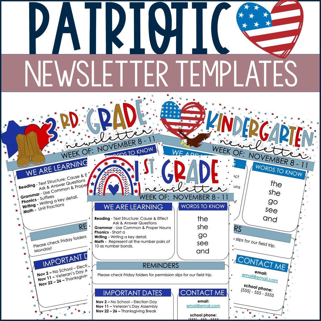 Patriotic Newsletter Templates Etsy Patriotic Newsletter Templates Etsy