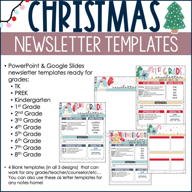 Christmas Newsletter Templates - Etsy