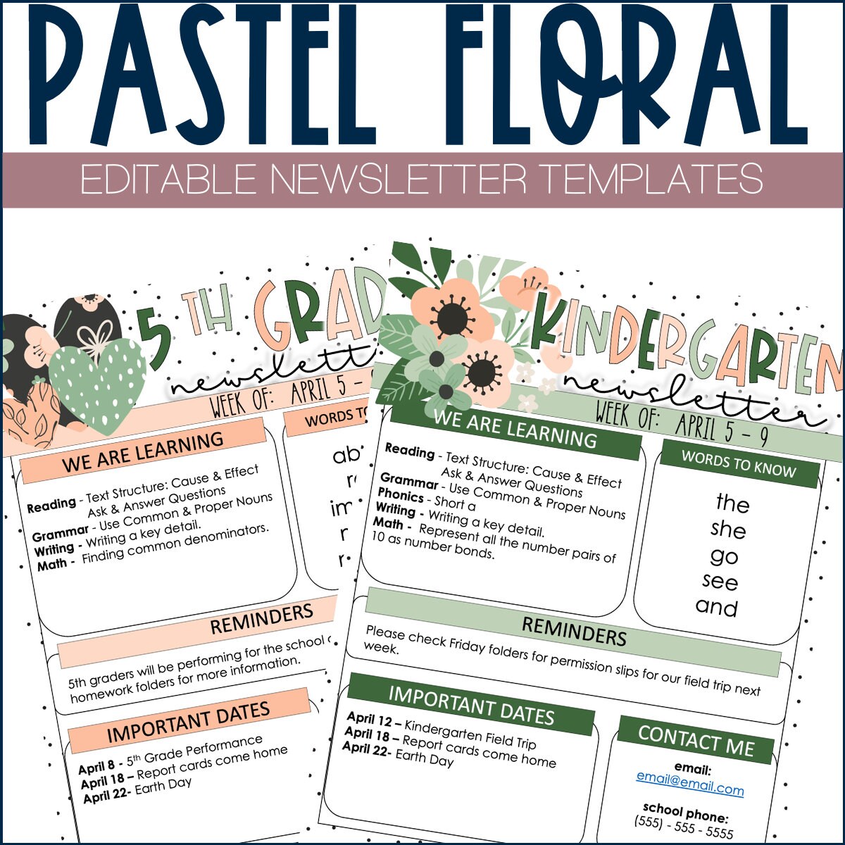 Spring Newsletter Templates - Etsy